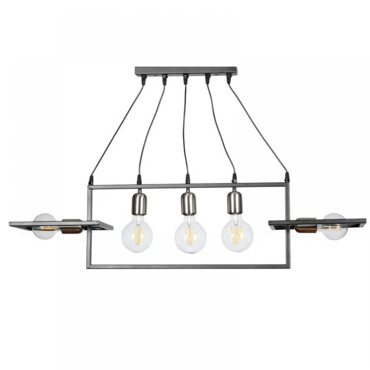 NG Lighting Κρεμαστό Φωτιστικό Ράγα Χειροποίητο Μεταλλικό Ανθρακί Πεντάφωτο Ε27 100x25cm 2026430